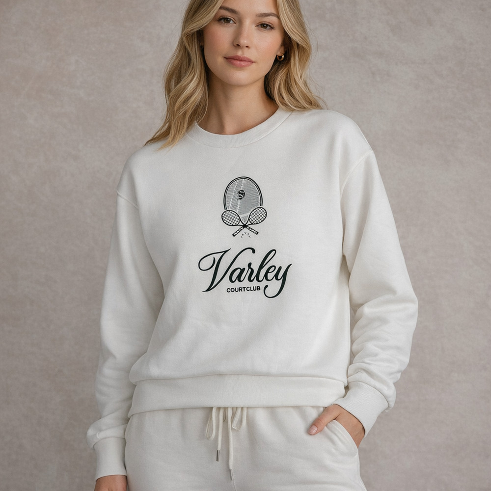 NWT Varley DoubleSoft Rasco Namesake Court Club Sweatshirt Women's Size XL White